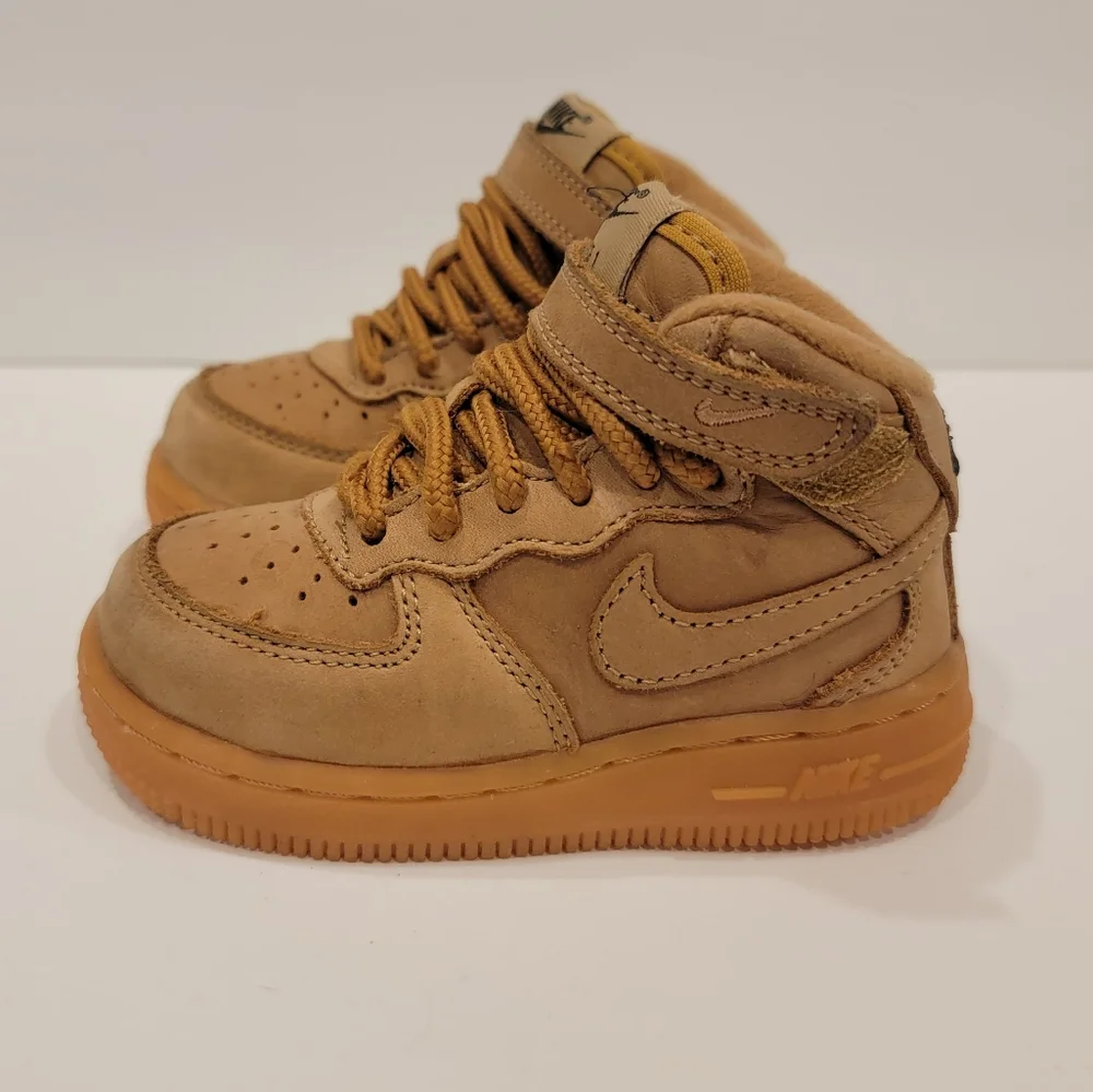 Baby (TD) Nike Air Force 1 Mid WB 'Flax' AH0757-203 High Top Sneakers Boot 6 c